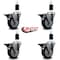 Service Caster 4'' Maroon Poly Swivel 1-1/2'' Expanding Stem Caster Set with Brake, 4PK SCC-EX20S414-PPUB-MRN-PLB-112-4 - alternate 4